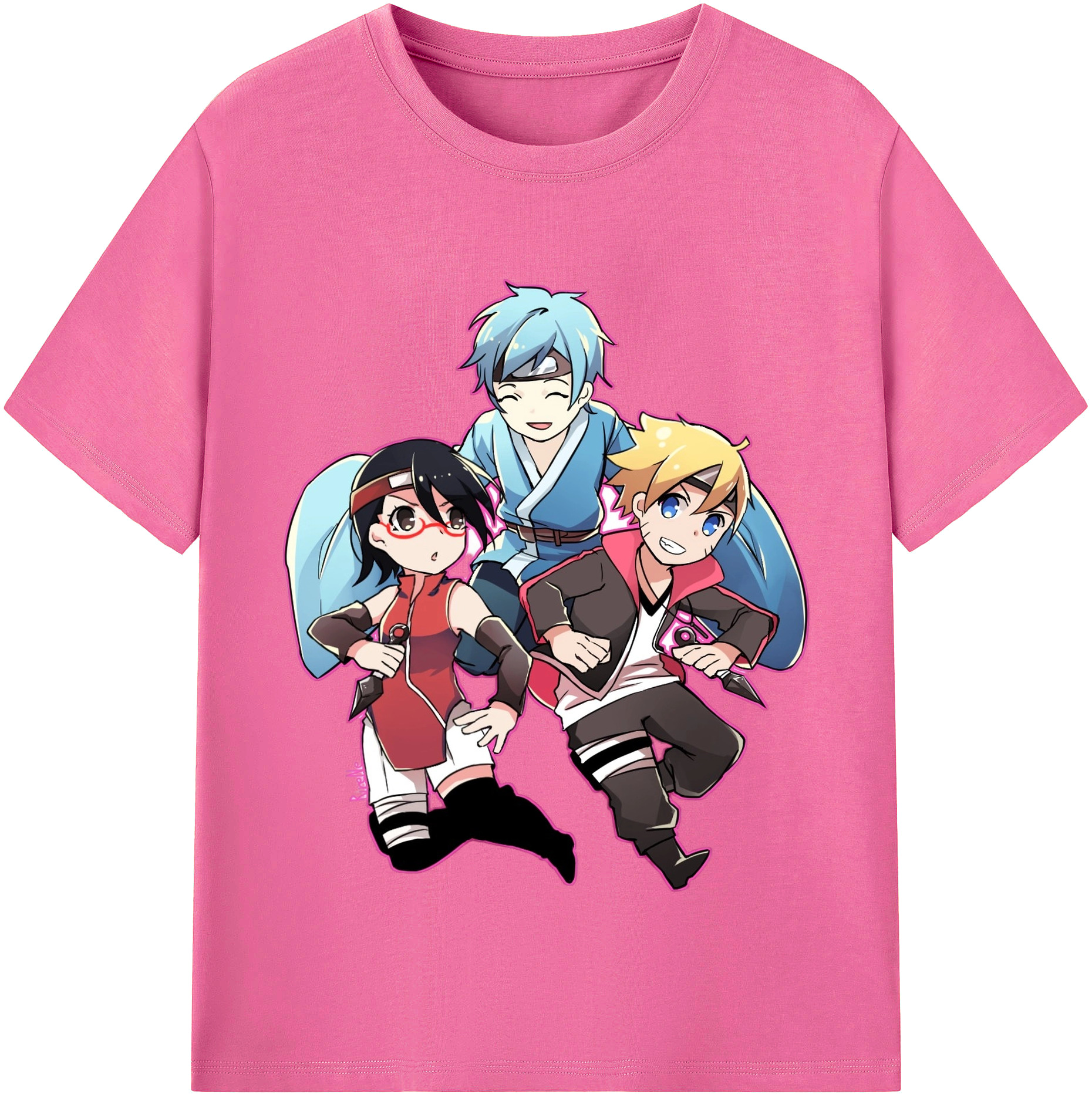 （画像用） NARUTO -ナルト- うちは サラダ Uchiha Sarada レディースカジュアルプリントTシャツ（綿100％）